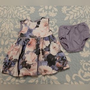 The Children's Place baby girl dress 6-9mos purple and pink floral w bloomers